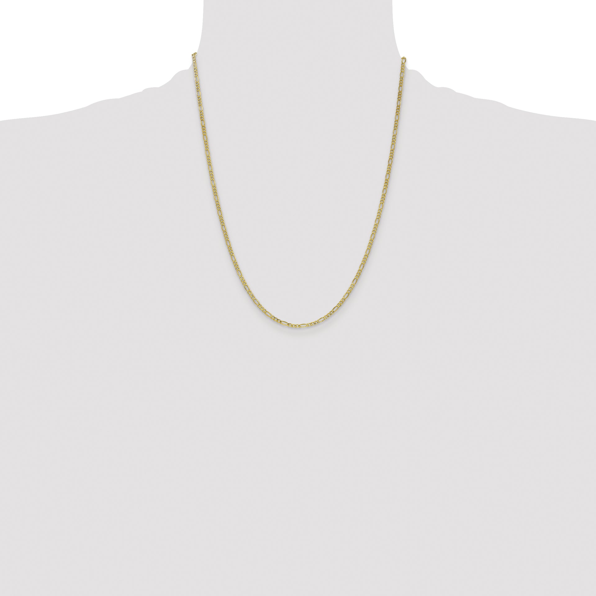 14k 2.5mm Semi-Solid Figaro Chain