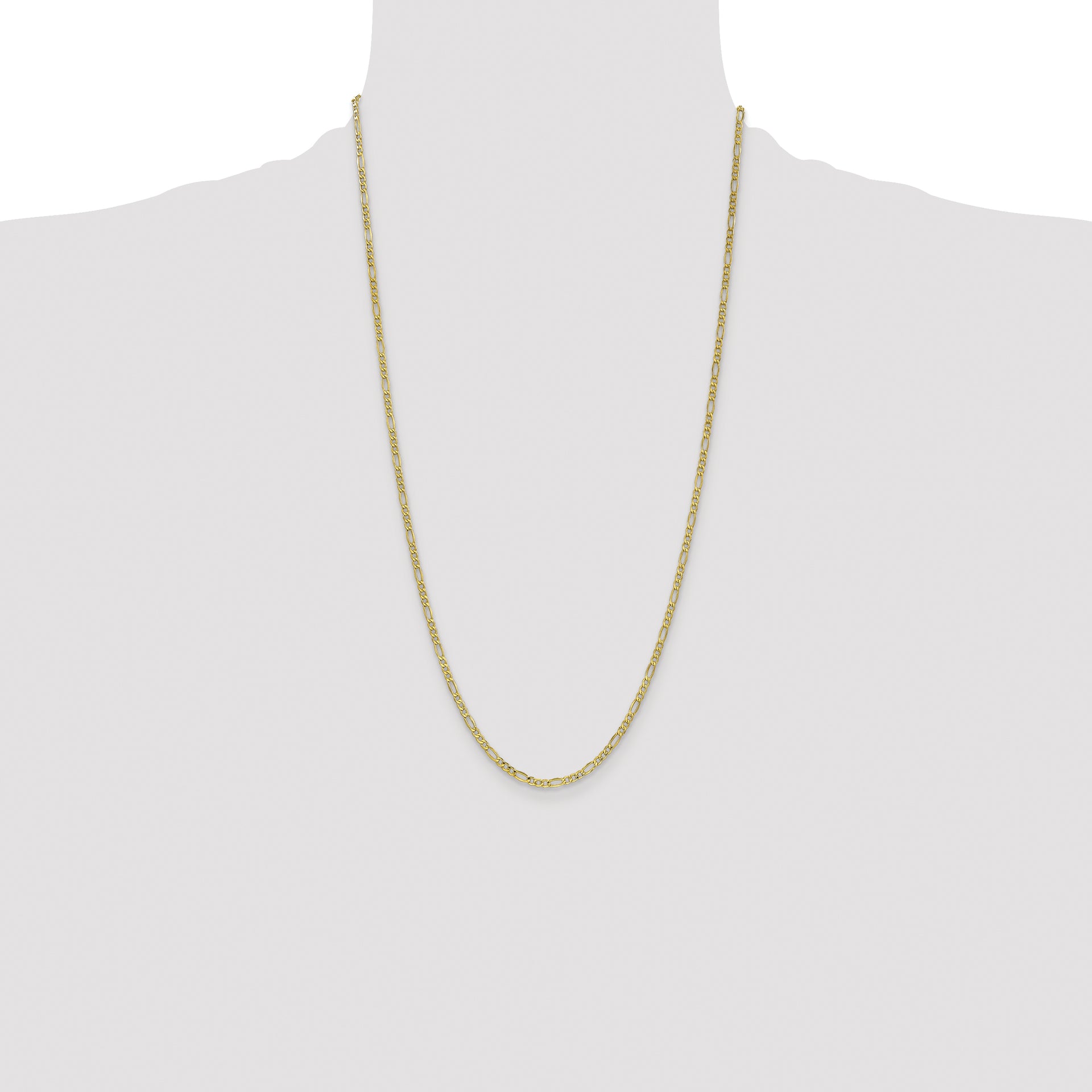 14k 2.5mm Semi-Solid Figaro Chain