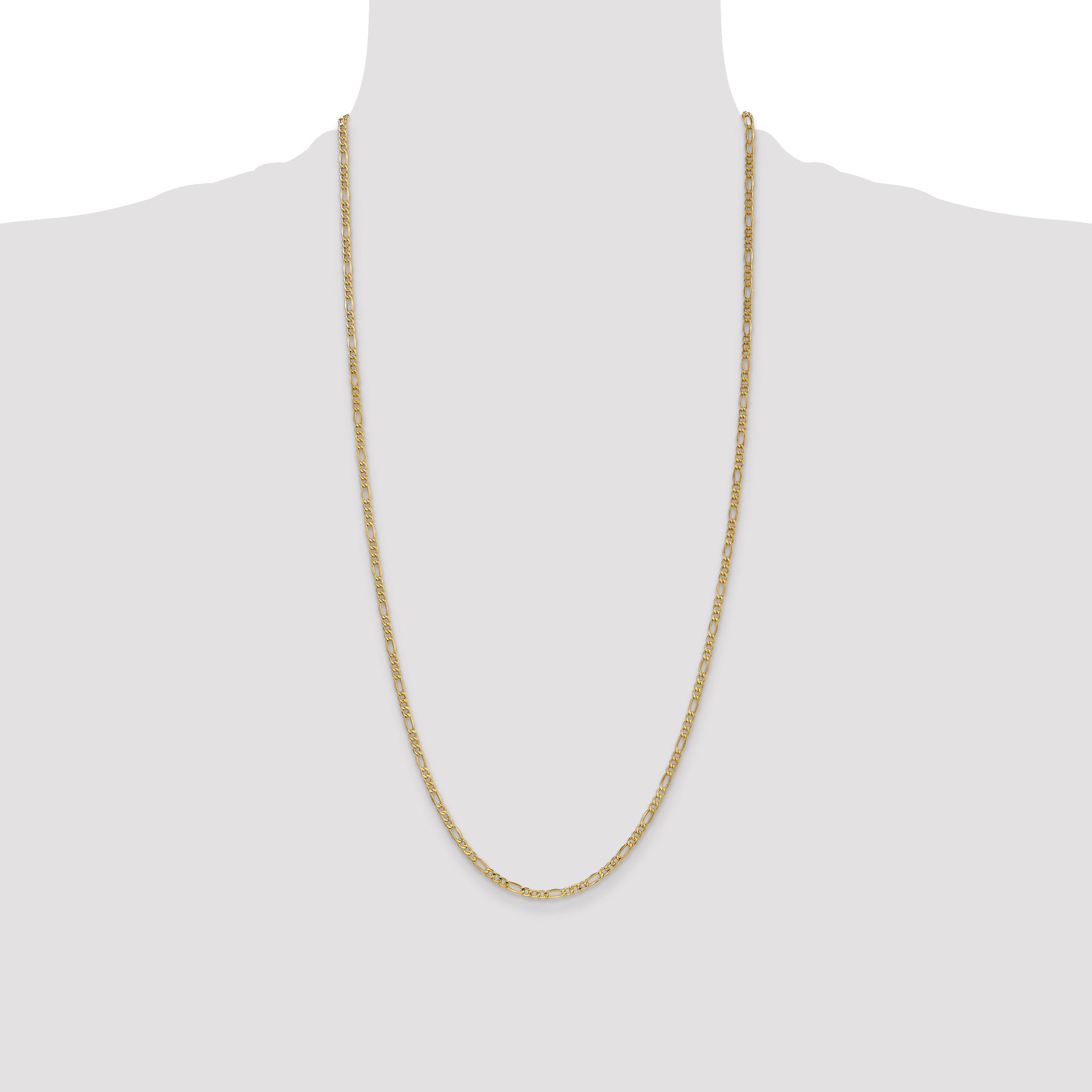 14k 2.5mm Semi-Solid Figaro Chain