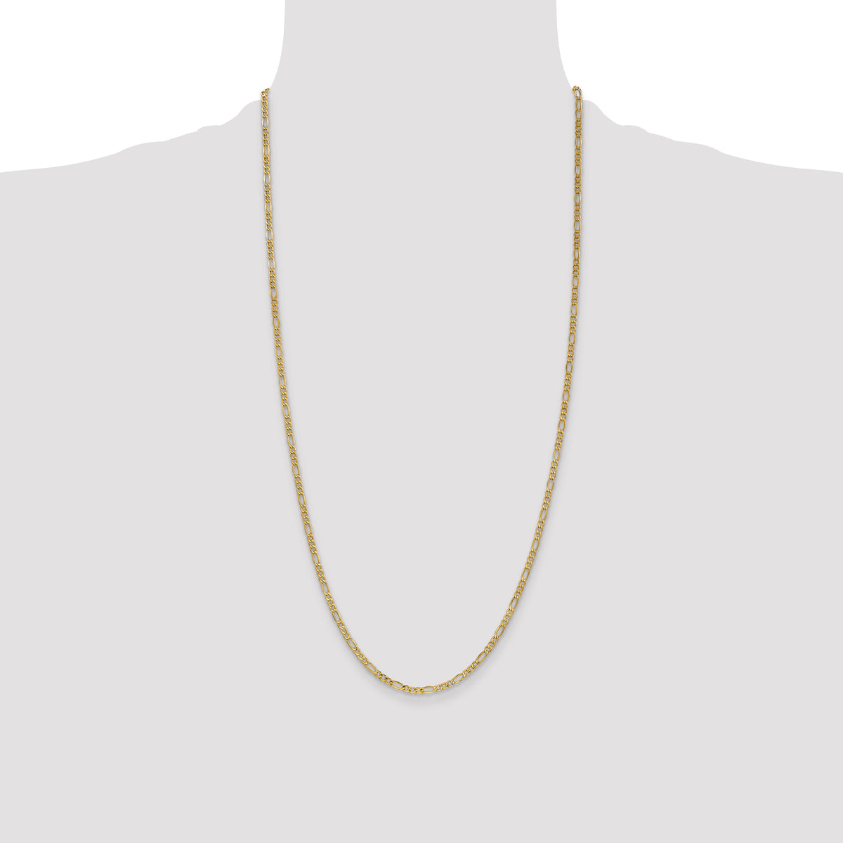 14k 2.5mm Semi-Solid Figaro Chain