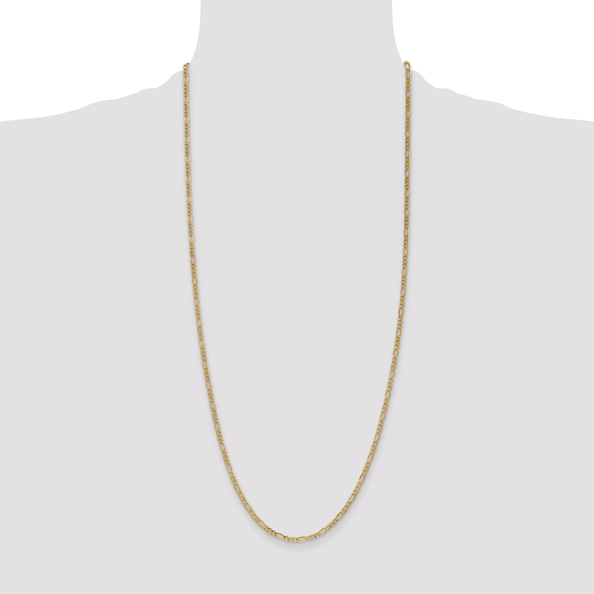 14k 2.5mm Semi-Solid Figaro Chain