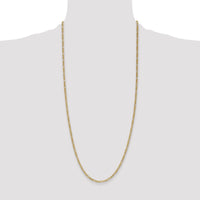 14k 2.5mm Semi-Solid Figaro Chain