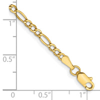 14k 2.5mm Semi-Solid Figaro Chain