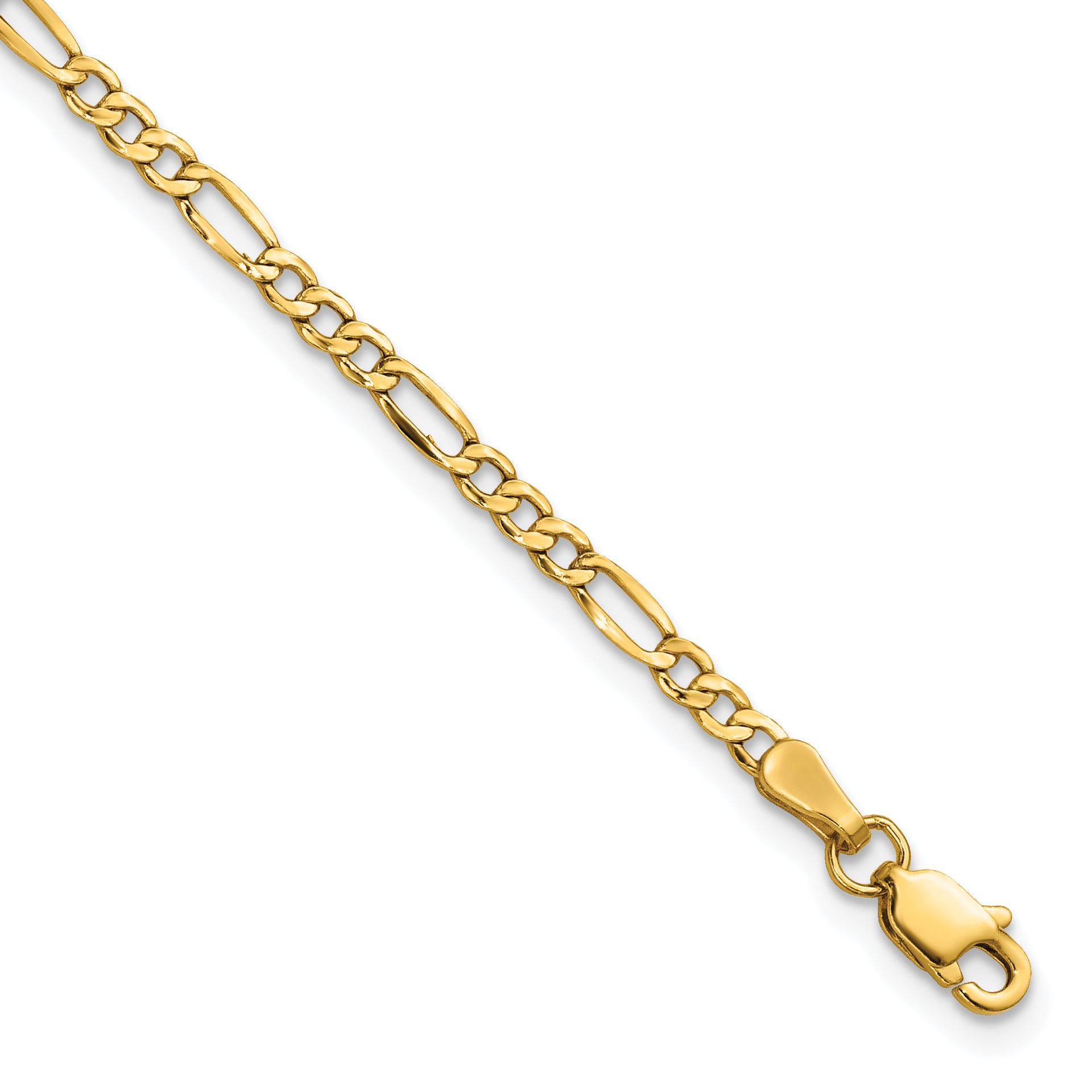 14k 2.5mm Semi-Solid Figaro Chain Anklet