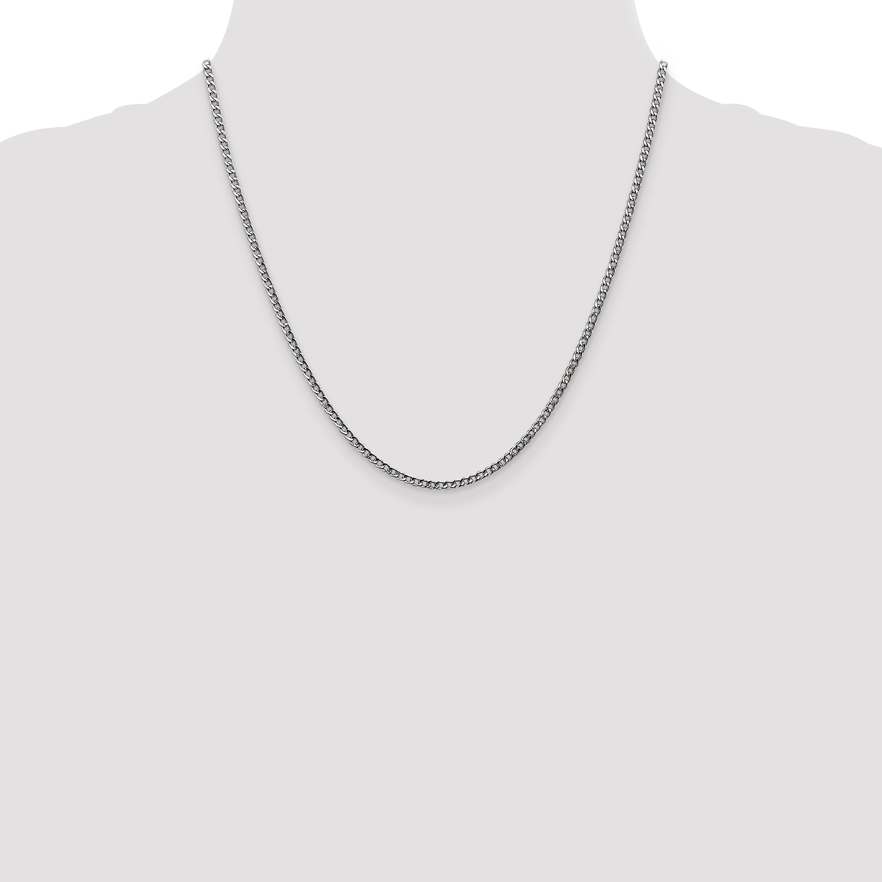 14k White Gold 2.5mm Semi-Solid Curb Chain