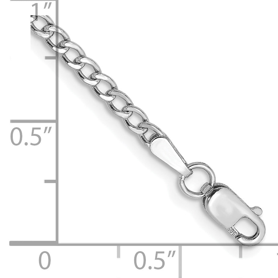 14k White Gold 2.5mm Semi-Solid Curb Chain