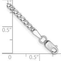 14k White Gold 2.5mm Semi-Solid Curb Chain