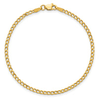 14k 2.5mm Semi-Solid Curb Chain Anklet