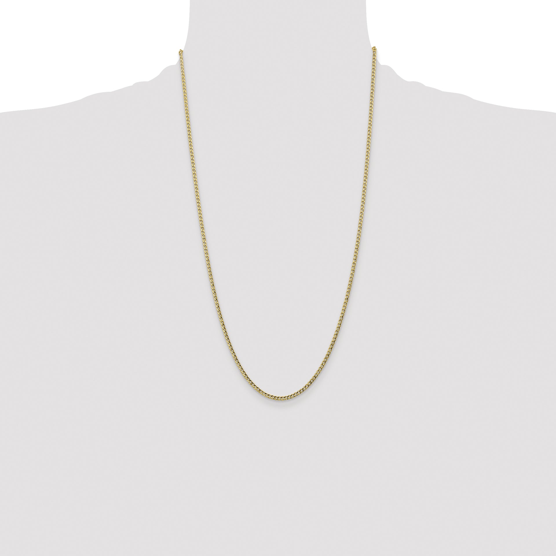 14k 2.5mm Semi-Solid Curb Chain