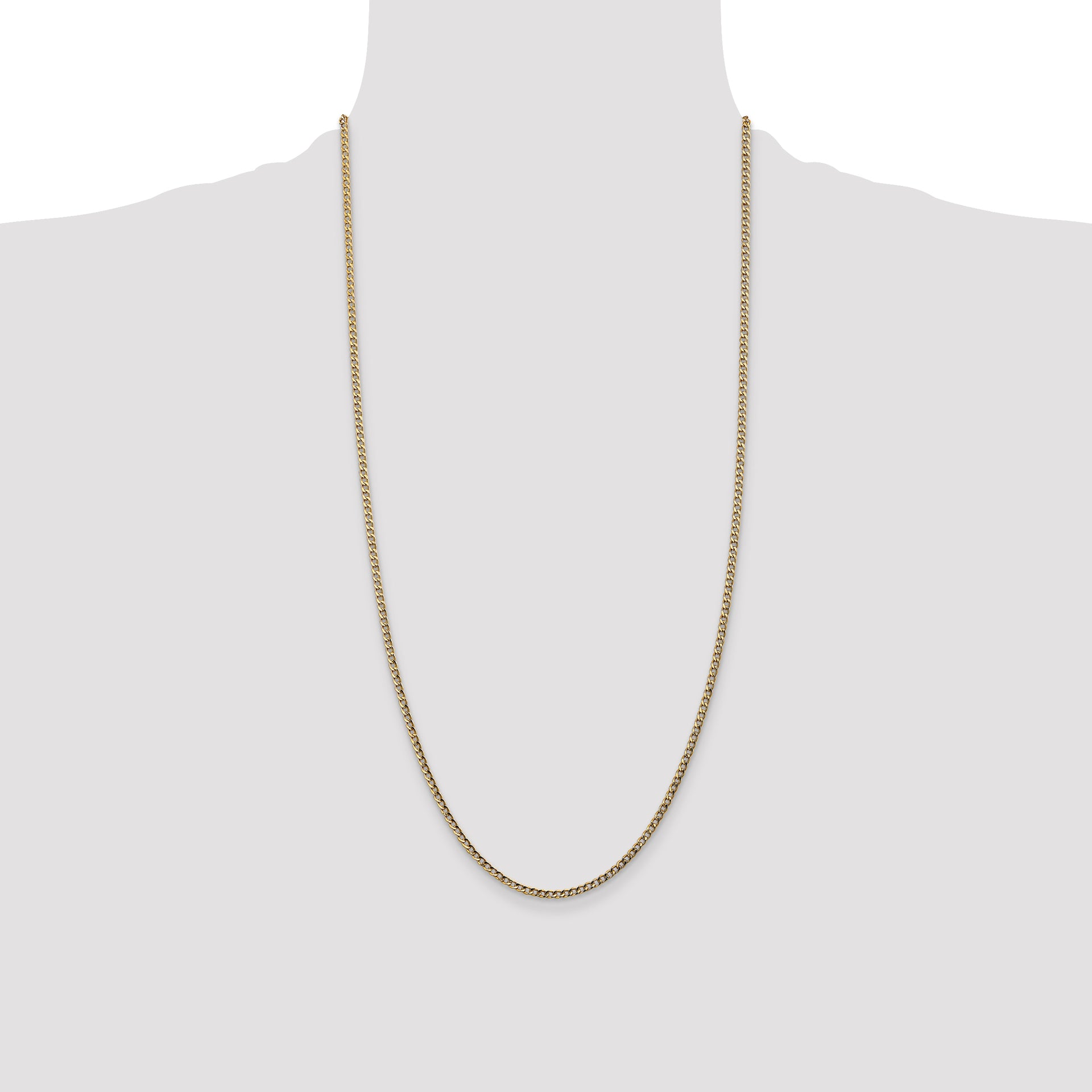 14k 2.5mm Semi-Solid Curb Chain