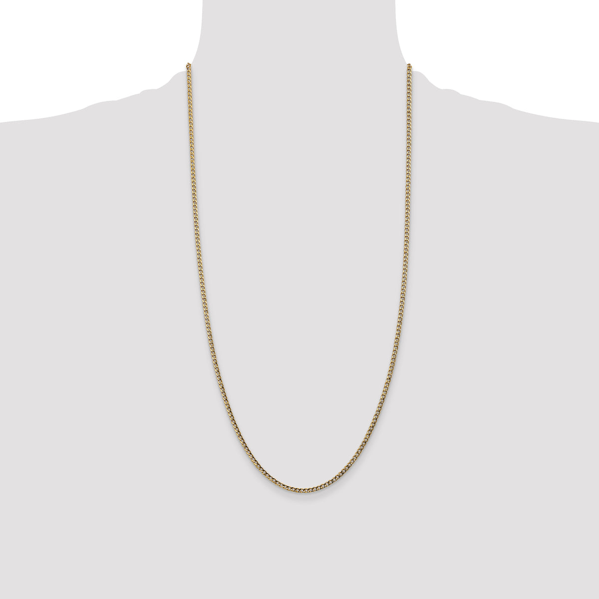 14k 2.5mm Semi-Solid Curb Chain
