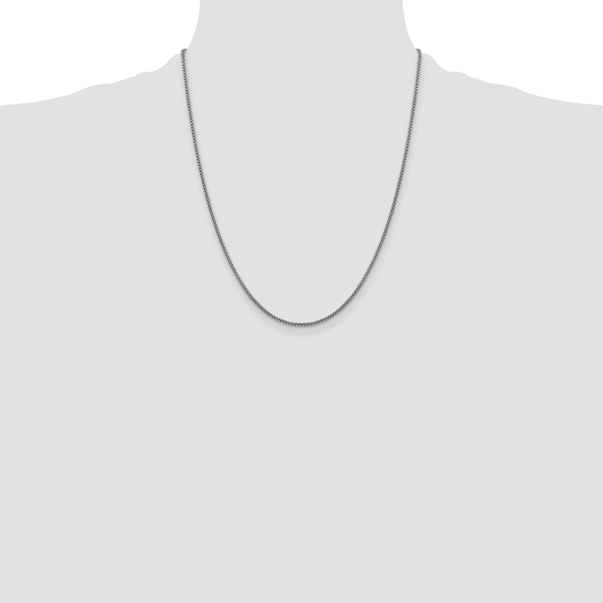 14k White Gold 1.5mm Semi-Solid Round Box Chain