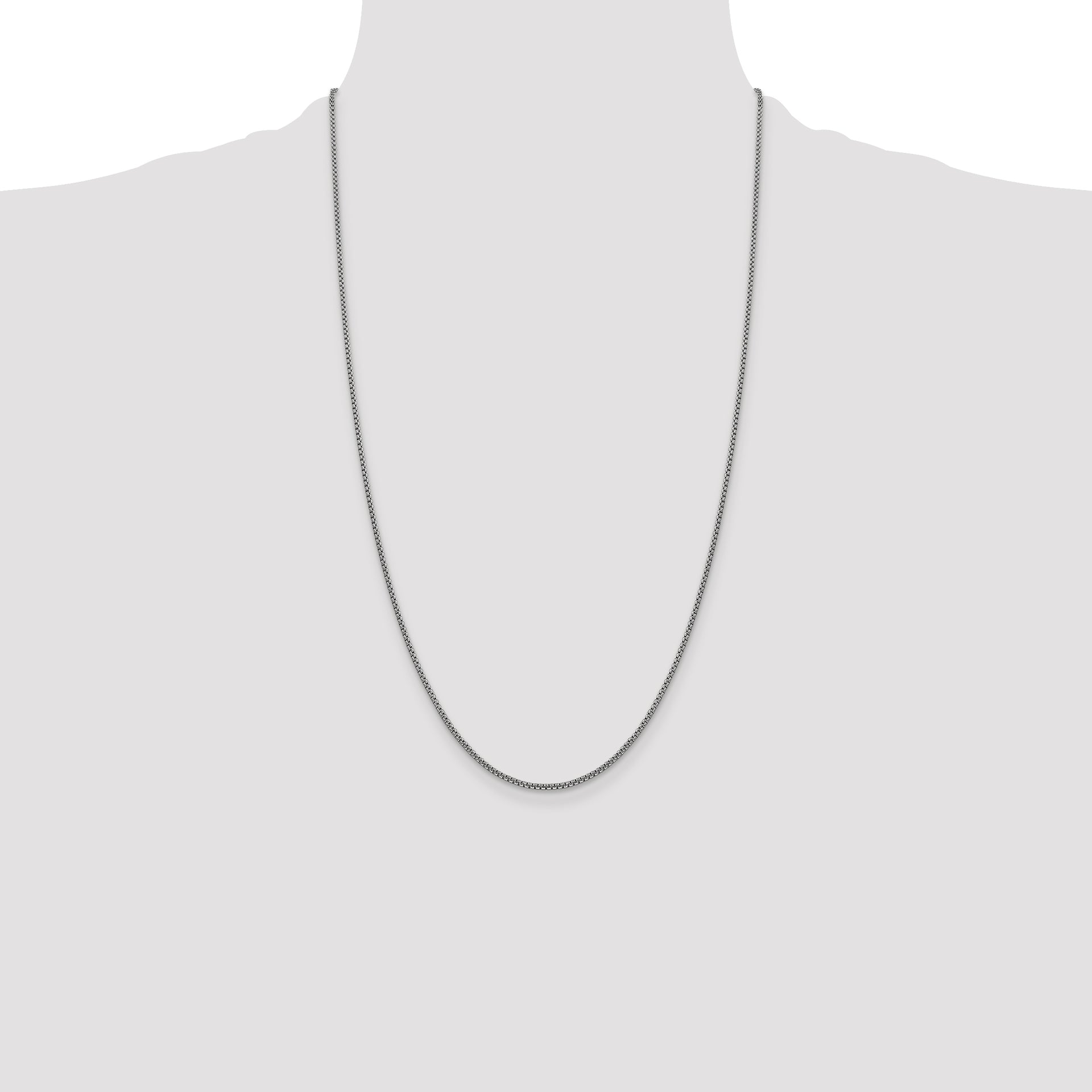 14k White Gold 1.5mm Semi-Solid Round Box Chain