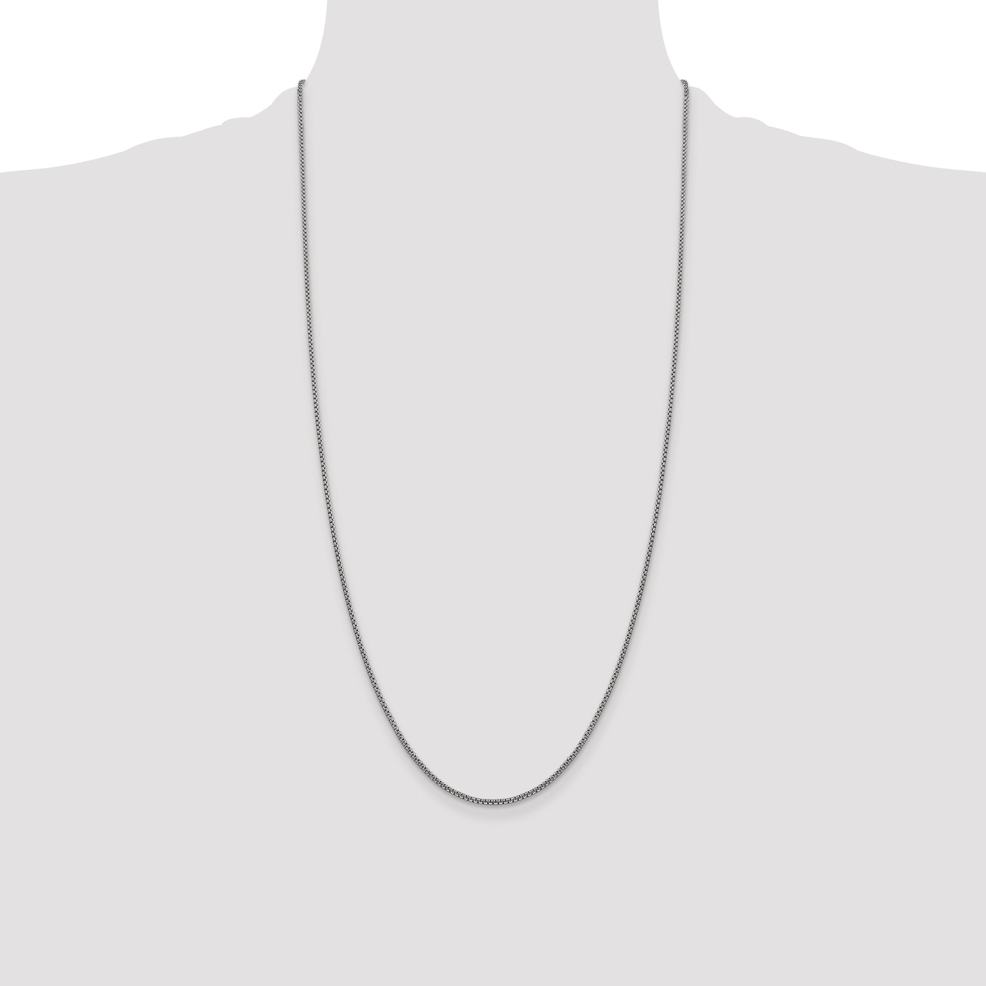 14k White Gold 1.5mm Semi-Solid Round Box Chain