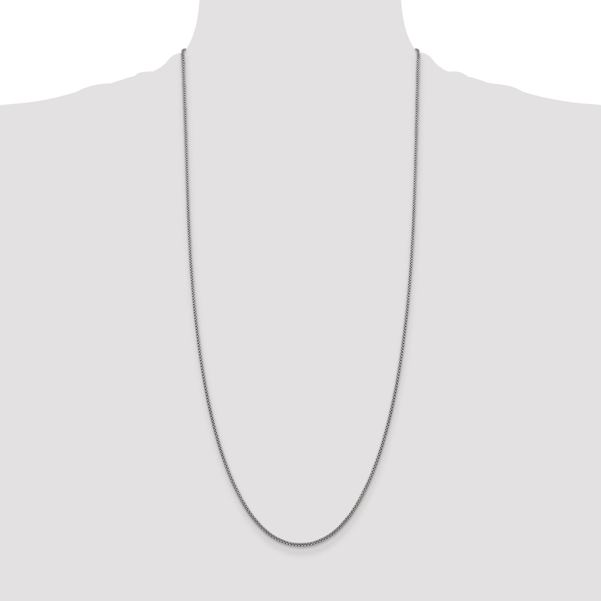 14k White Gold 1.5mm Semi-Solid Round Box Chain