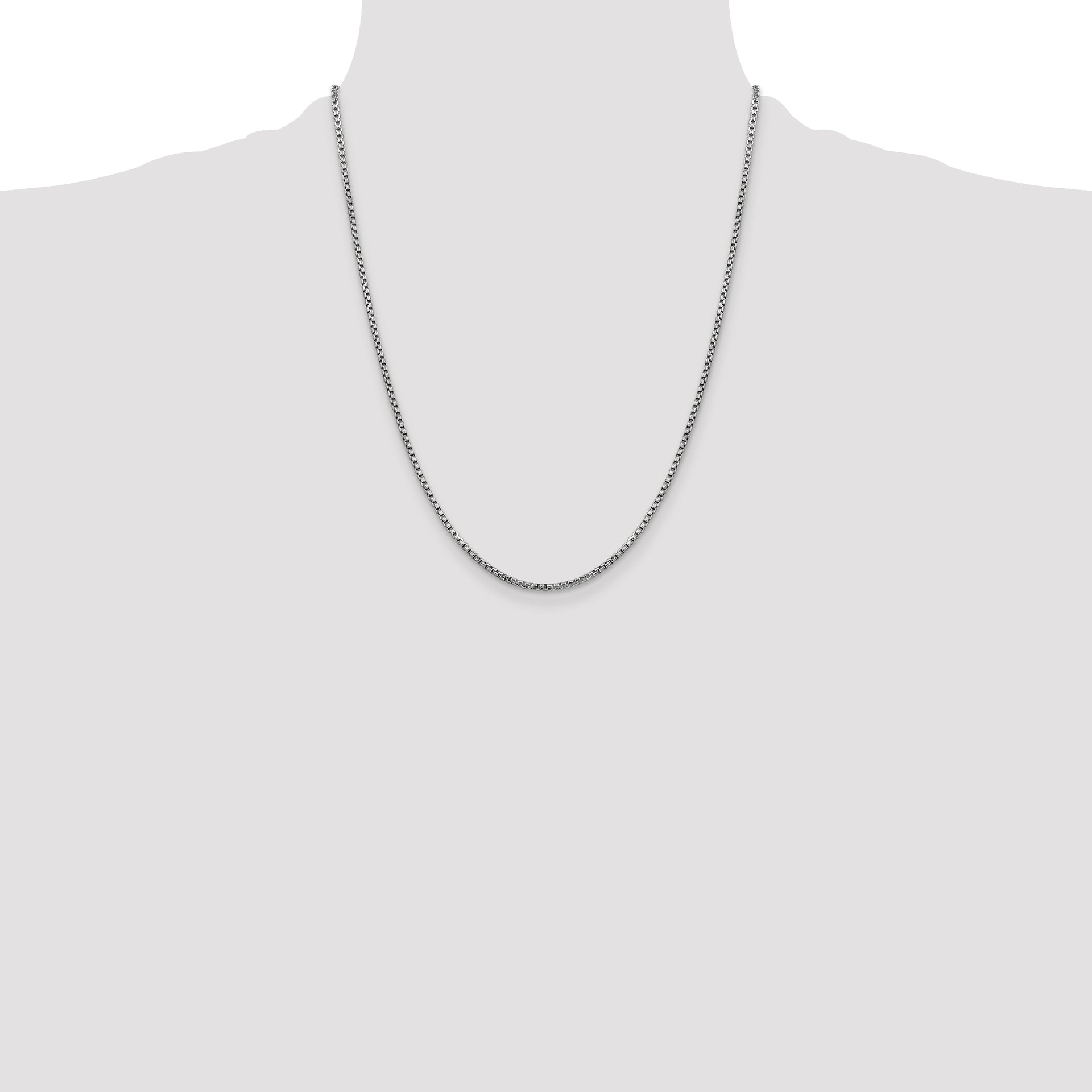 14k White Gold 1.75mm Semi-Solid Round Box Chain