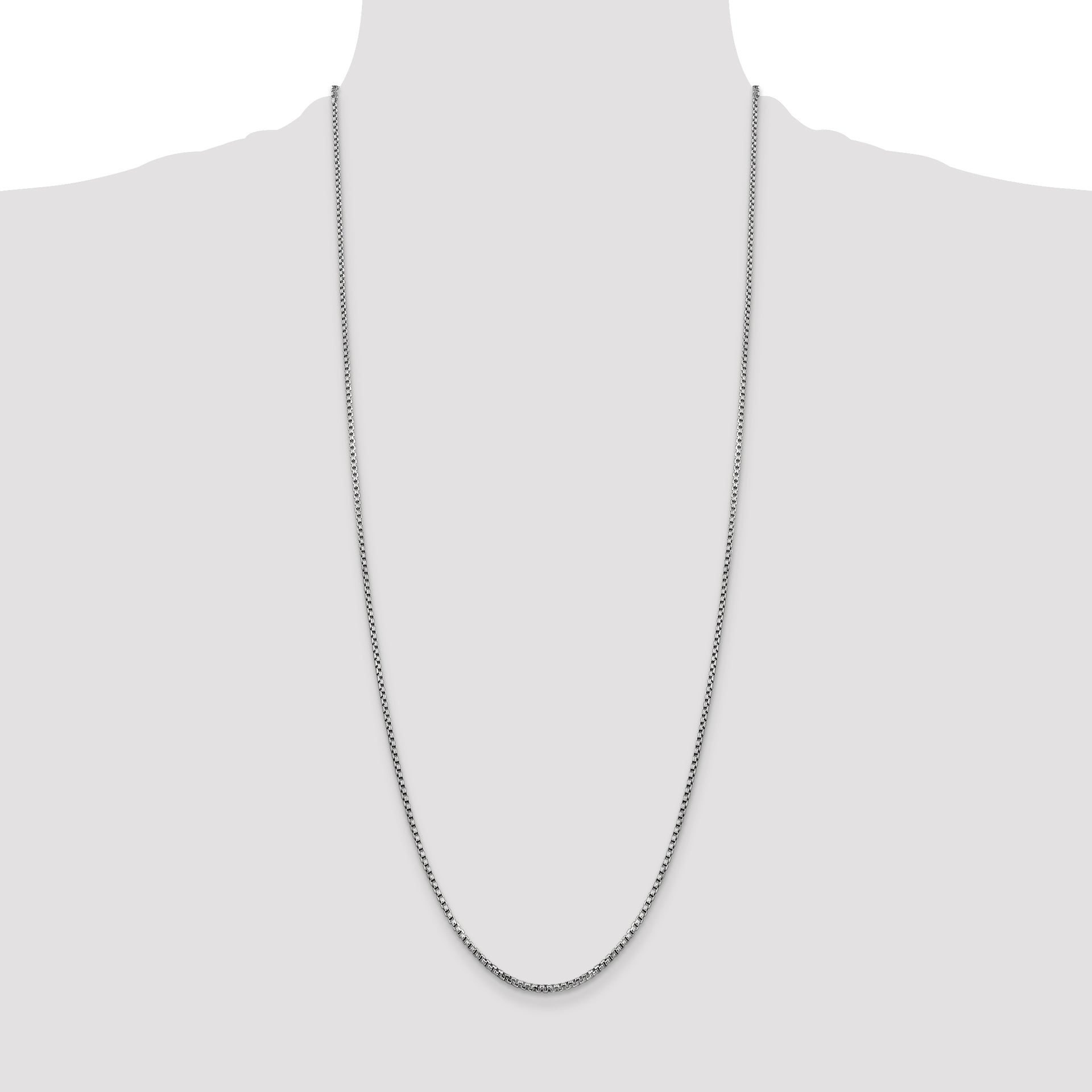 14k White Gold 1.75mm Semi-Solid Round Box Chain