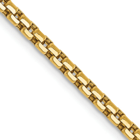 14k 2.45mm Semi-Solid Round Box Chain
