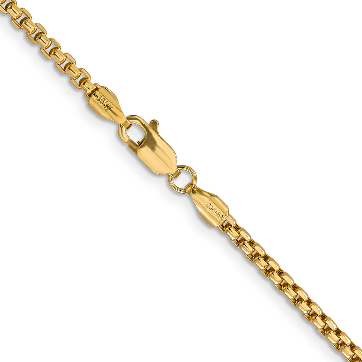 14k 2.45mm Semi-Solid Round Box Chain