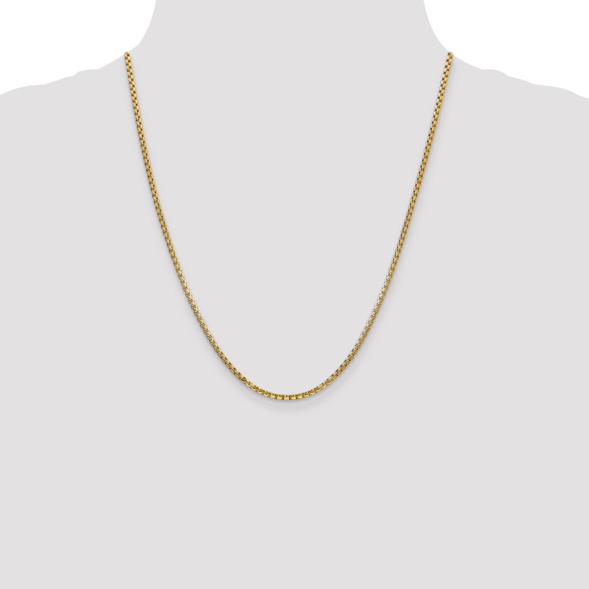 14k 2.45mm Semi-Solid Round Box Chain
