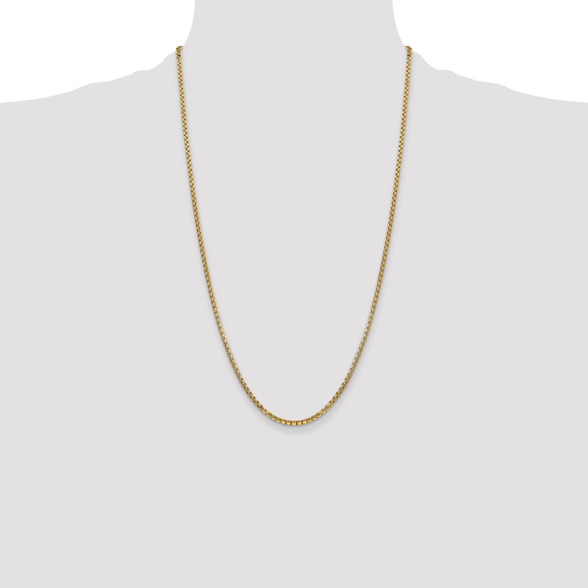 14k 2.45mm Semi-Solid Round Box Chain