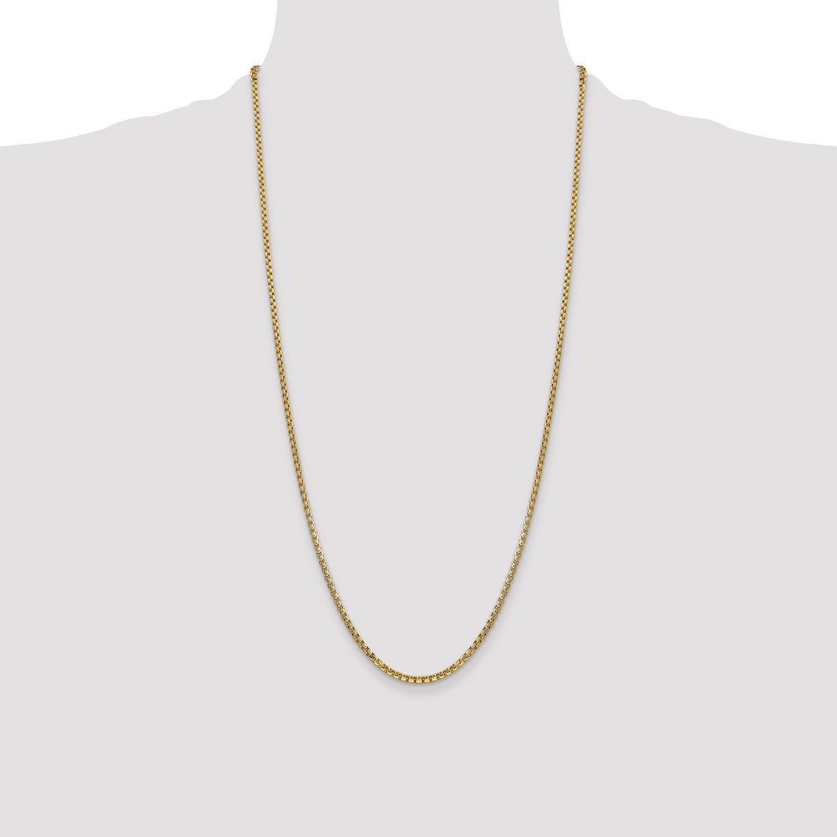 14k 2.45mm Semi-Solid Round Box Chain