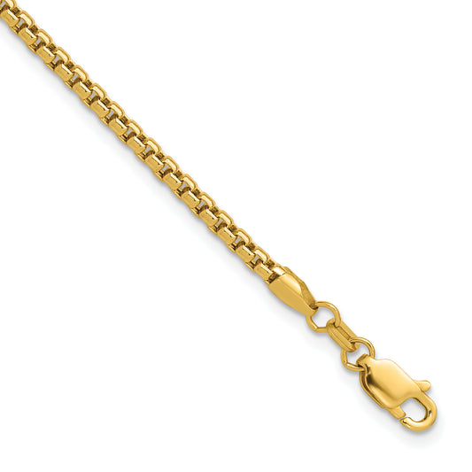 14k 2.45mm Semi-Solid Round Box Chain