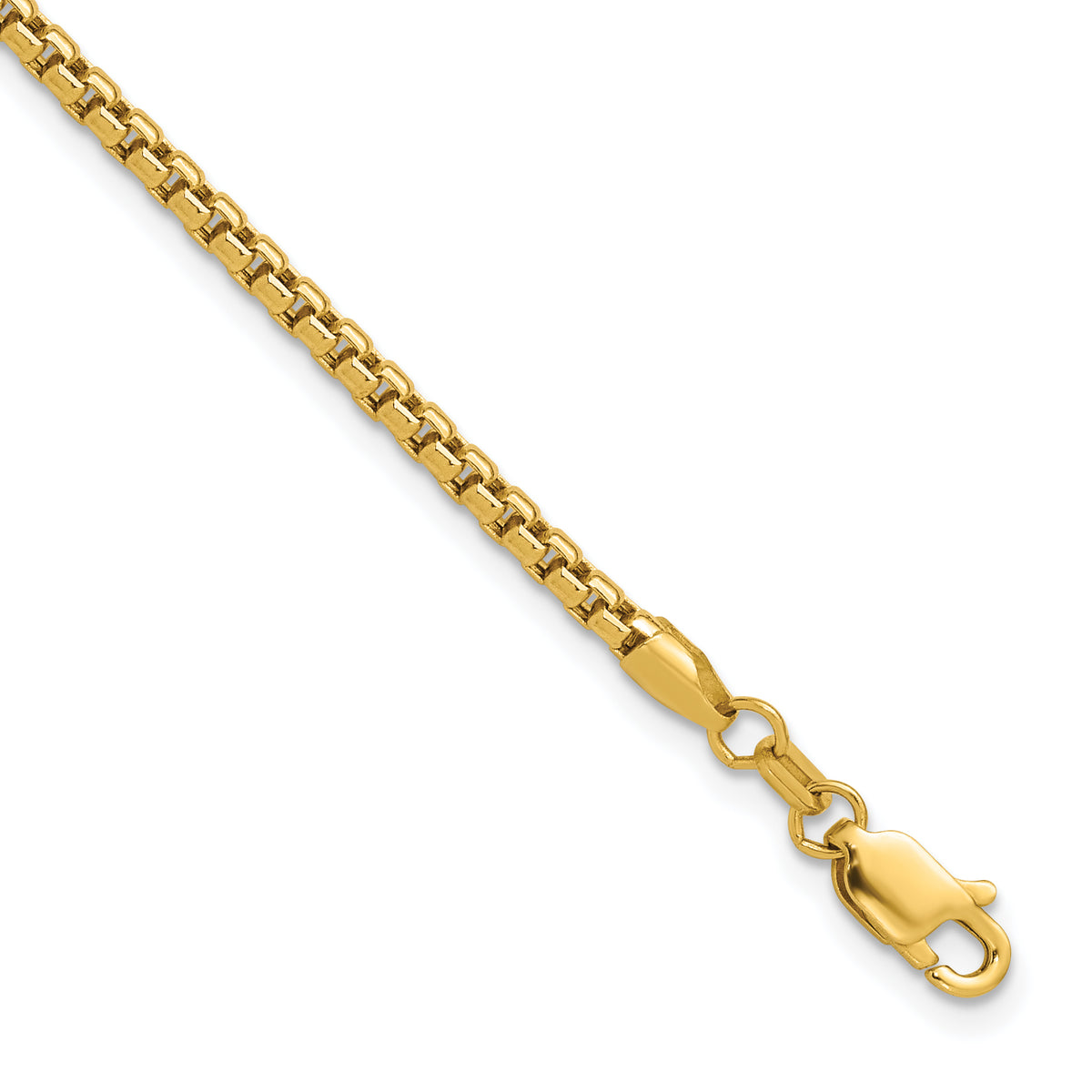 14k 2.45mm Semi-Solid Round Box Chain