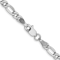 14k White Gold 3.5mm Semi-Solid Figaro Chain