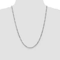 14k White Gold 3.5mm Semi-Solid Figaro Chain