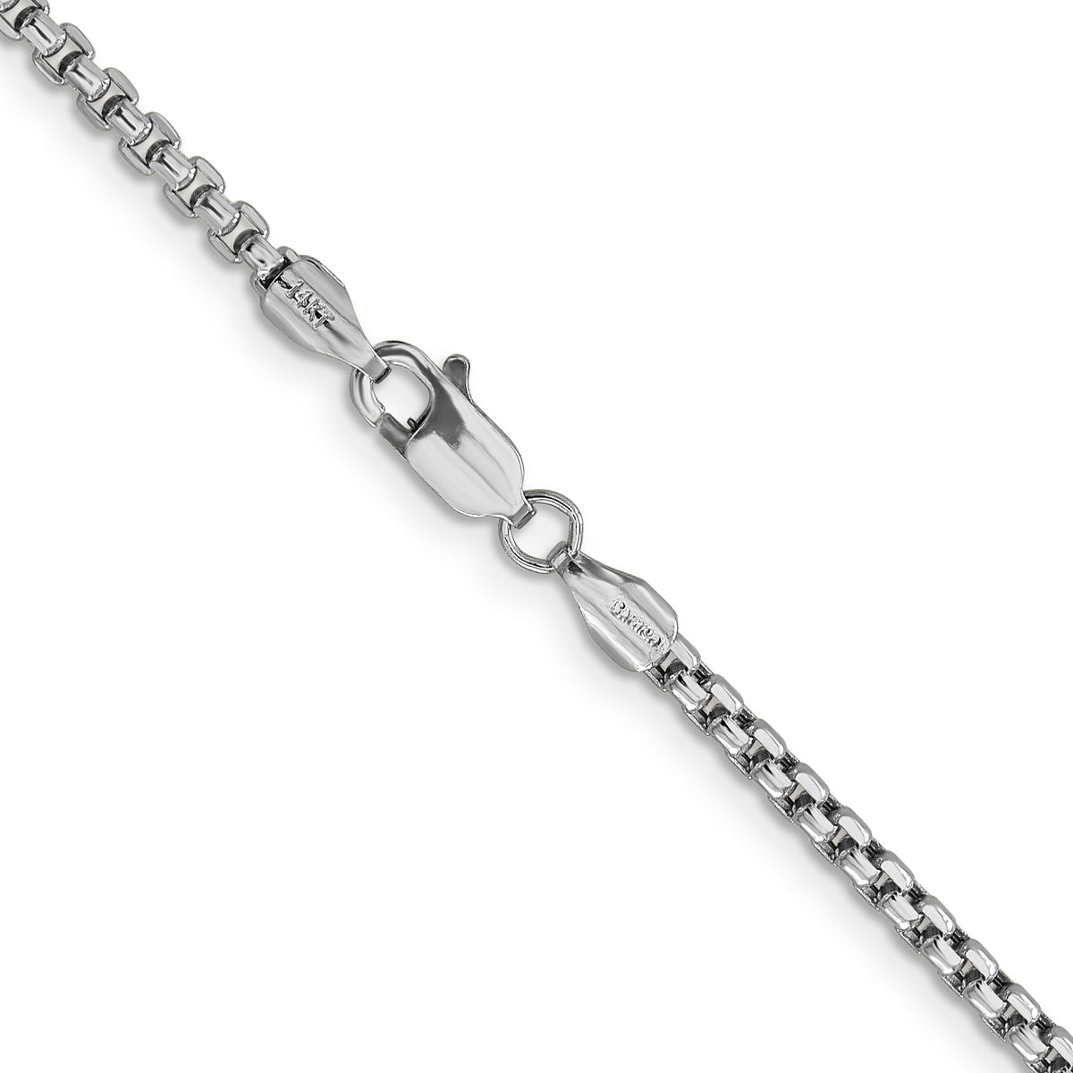 14k White Gold 2.45mm Semi-Solid Round Box Chain