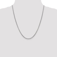 14k White Gold 2.45mm Semi-Solid Round Box Chain