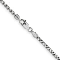 14k White Gold 2.45mm Semi-Solid Round Box Chain