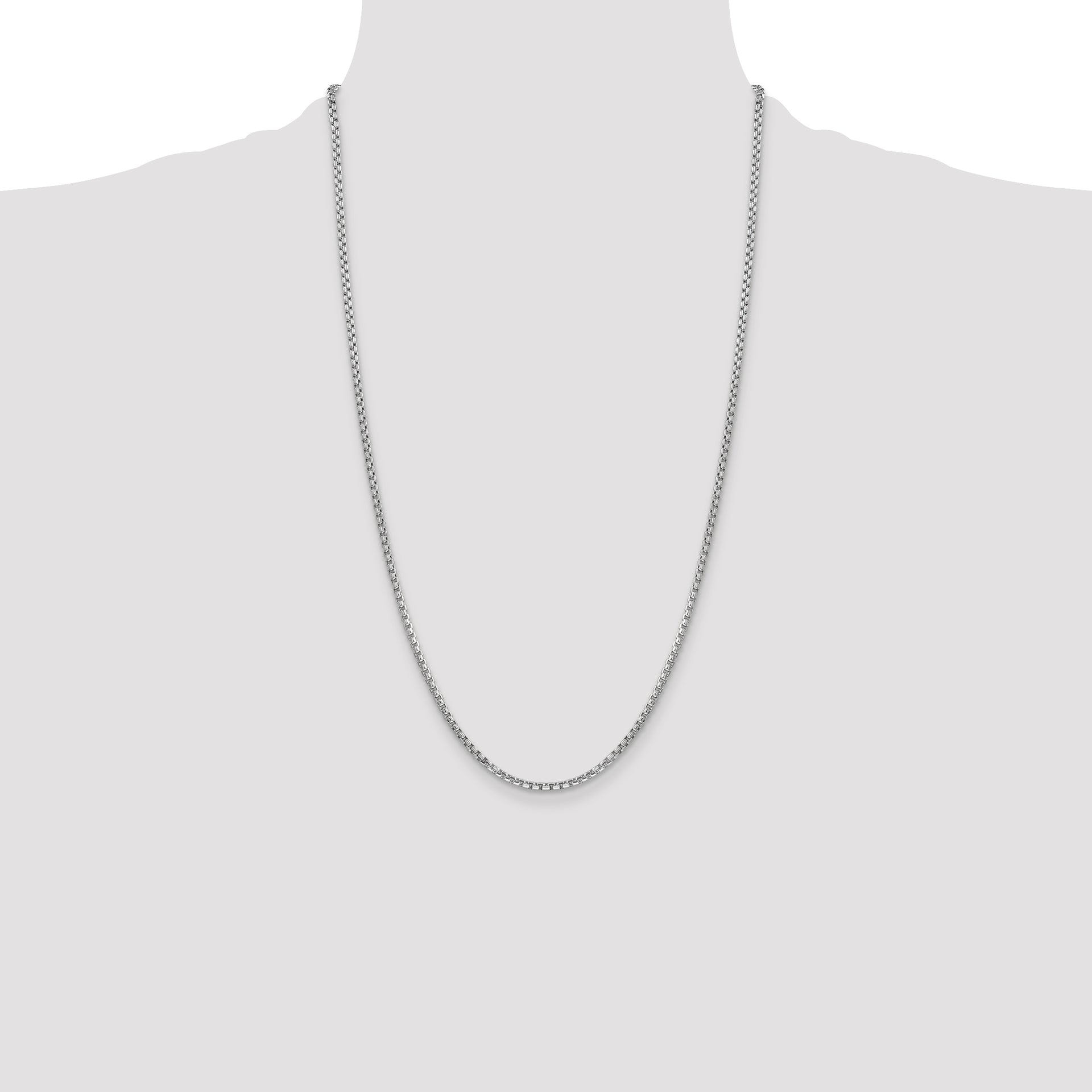 14k White Gold 2.45mm Semi-Solid Round Box Chain