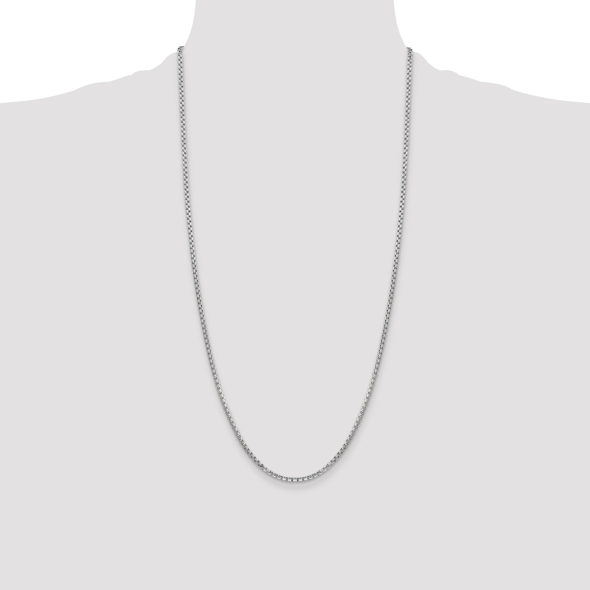 14k White Gold 2.45mm Semi-Solid Round Box Chain