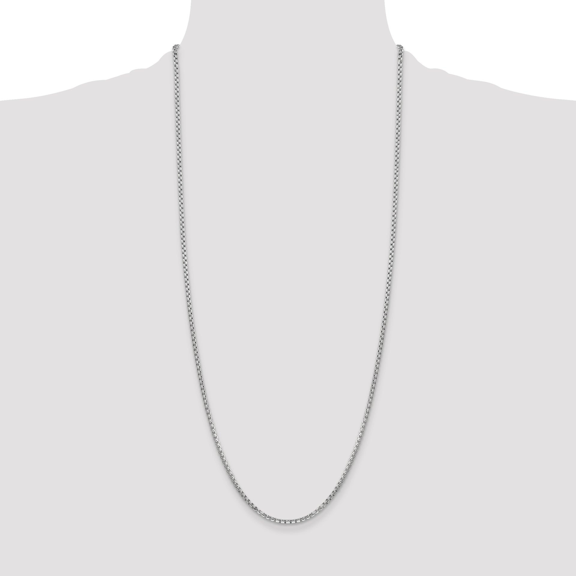 14k White Gold 2.45mm Semi-Solid Round Box Chain