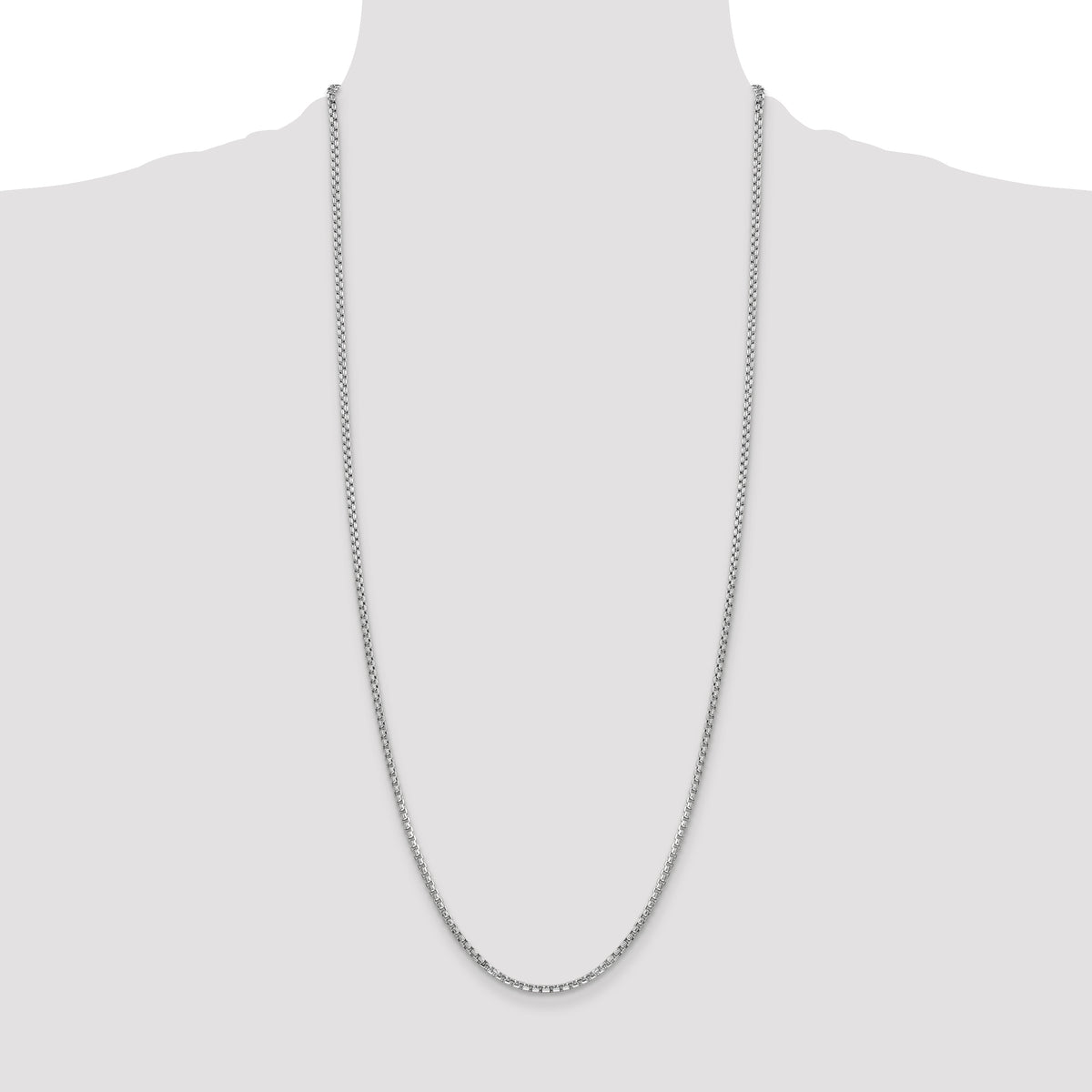 14k White Gold 2.45mm Semi-Solid Round Box Chain