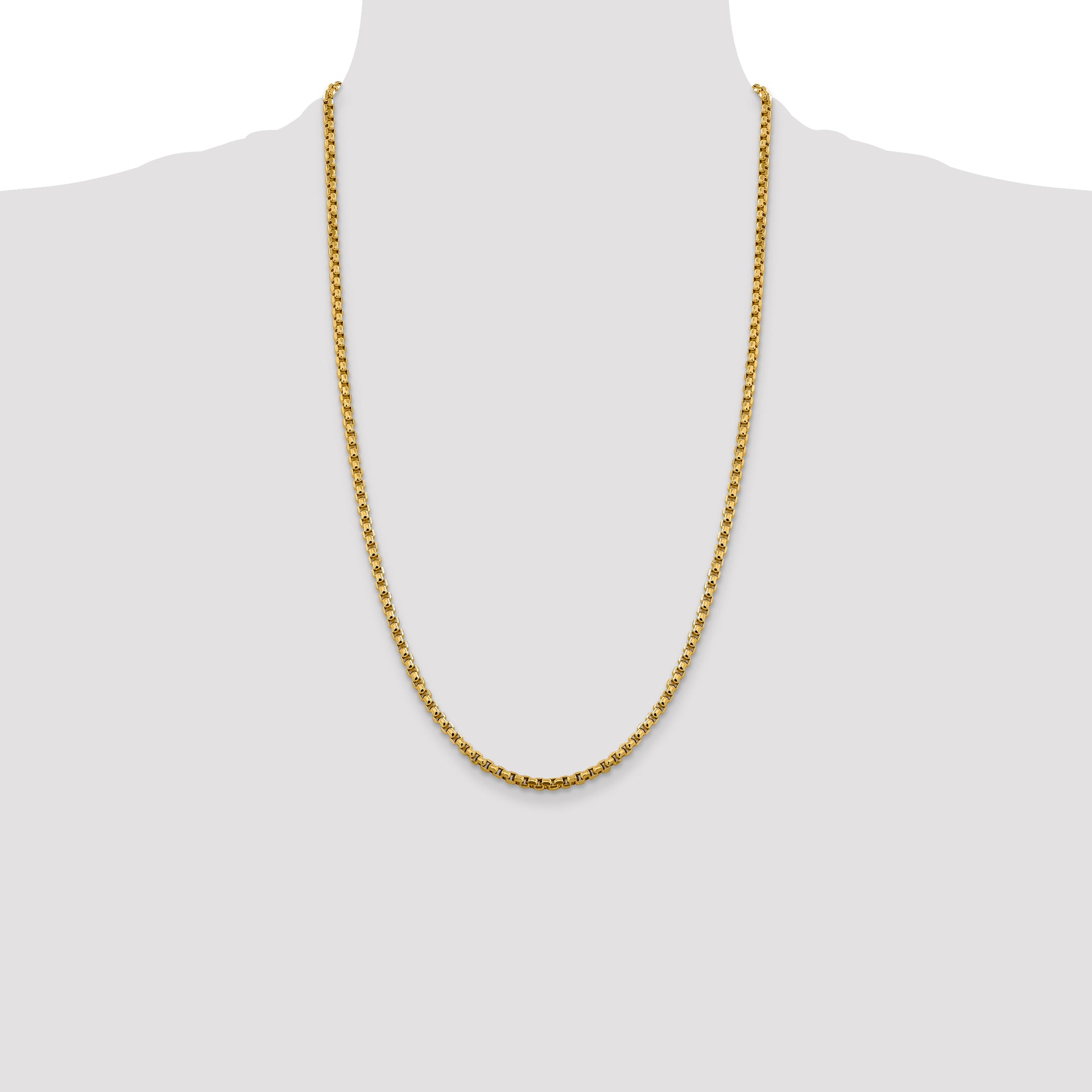 14k 3.6mm Semi-Solid Round Box Chain
