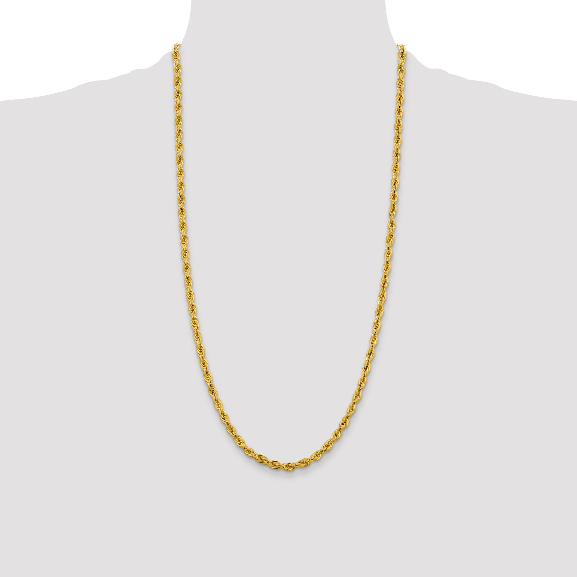 14ky 4.25mm Semi-Solid Rope Chain