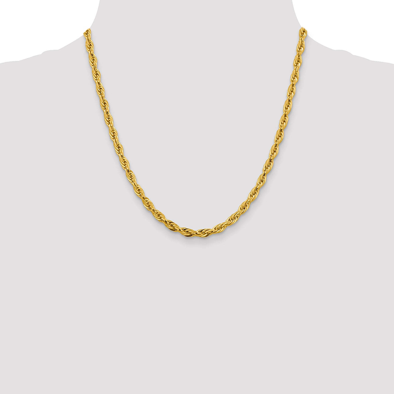14ky 4.75mm Semi-Solid Rope Chain