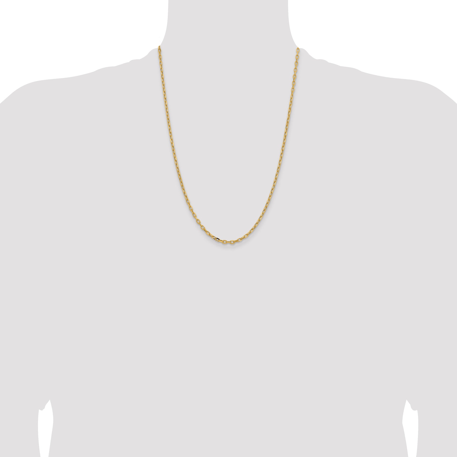 14k 3mm Semi-solid D/C Open Link Cable Chain
