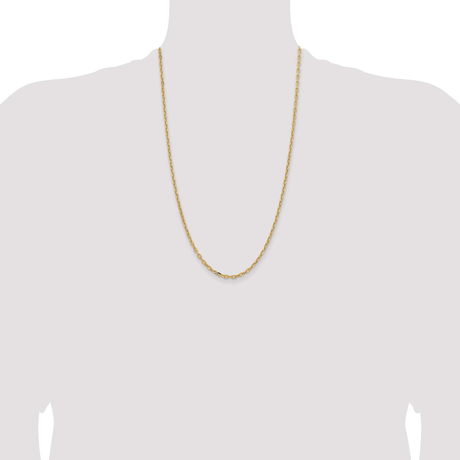 14k 3mm Semi-solid D/C Open Link Cable Chain