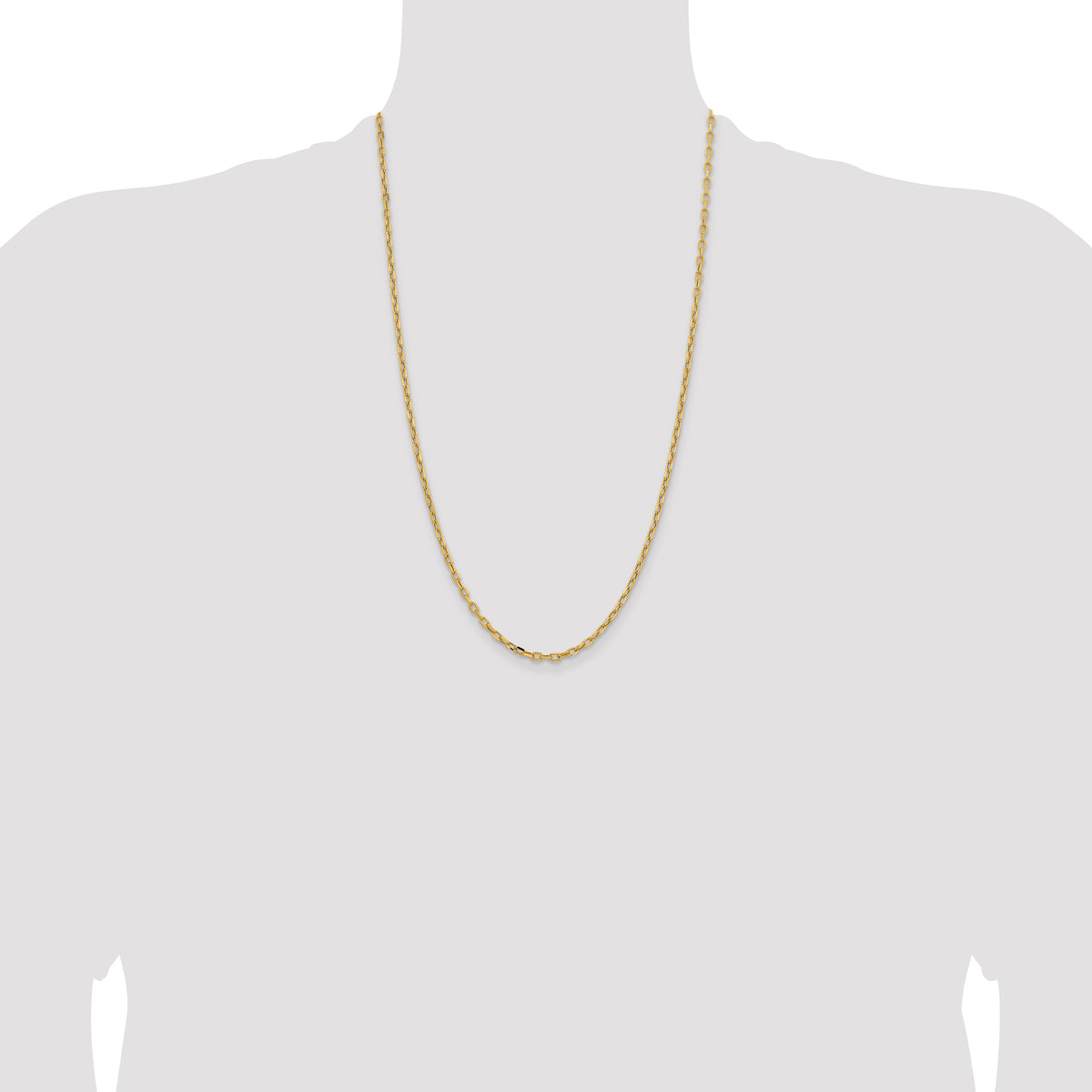 14k 3mm Semi-solid D/C Open Link Cable Chain