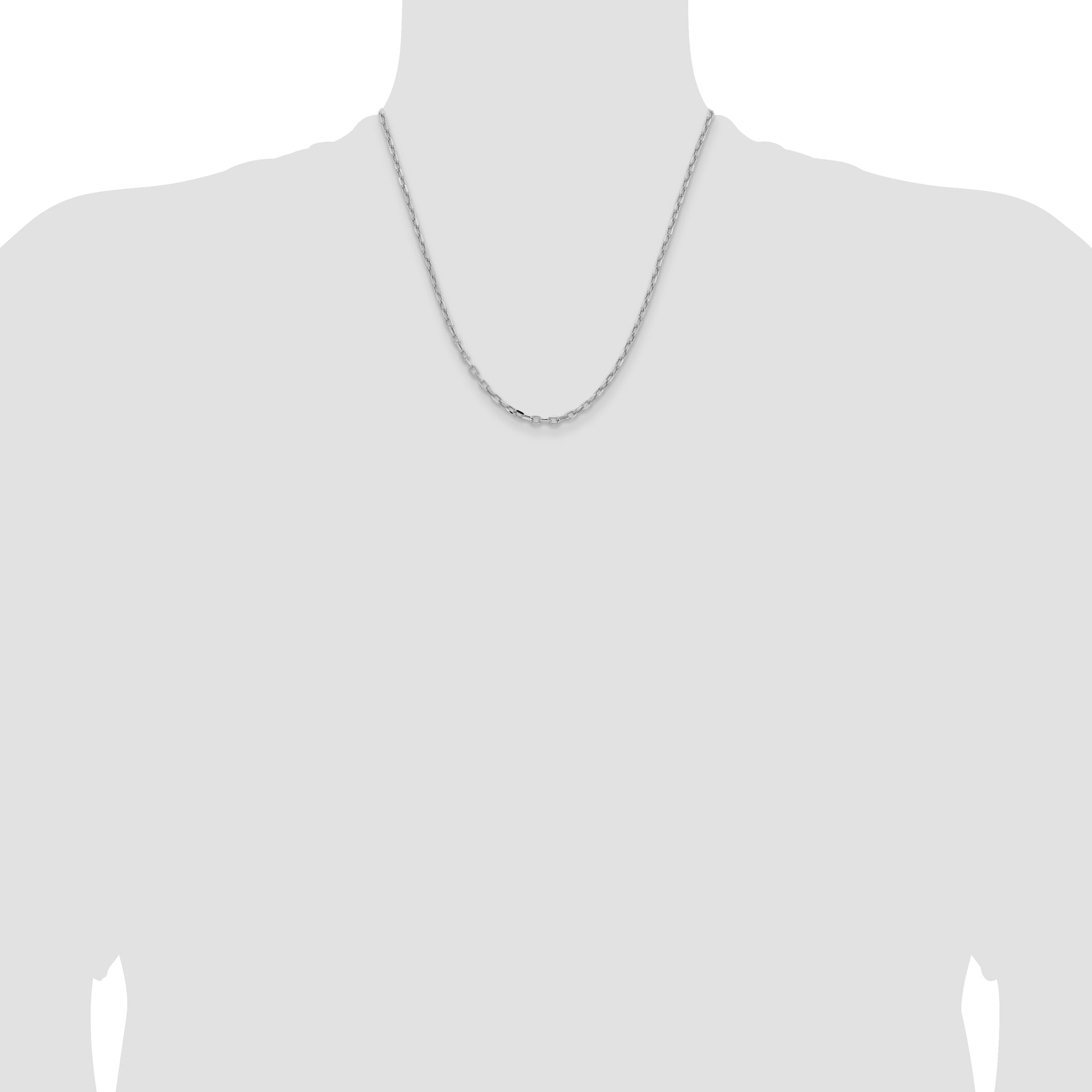 14k White Gold 3mm Semi-solid D/C Open Link Cable Chain