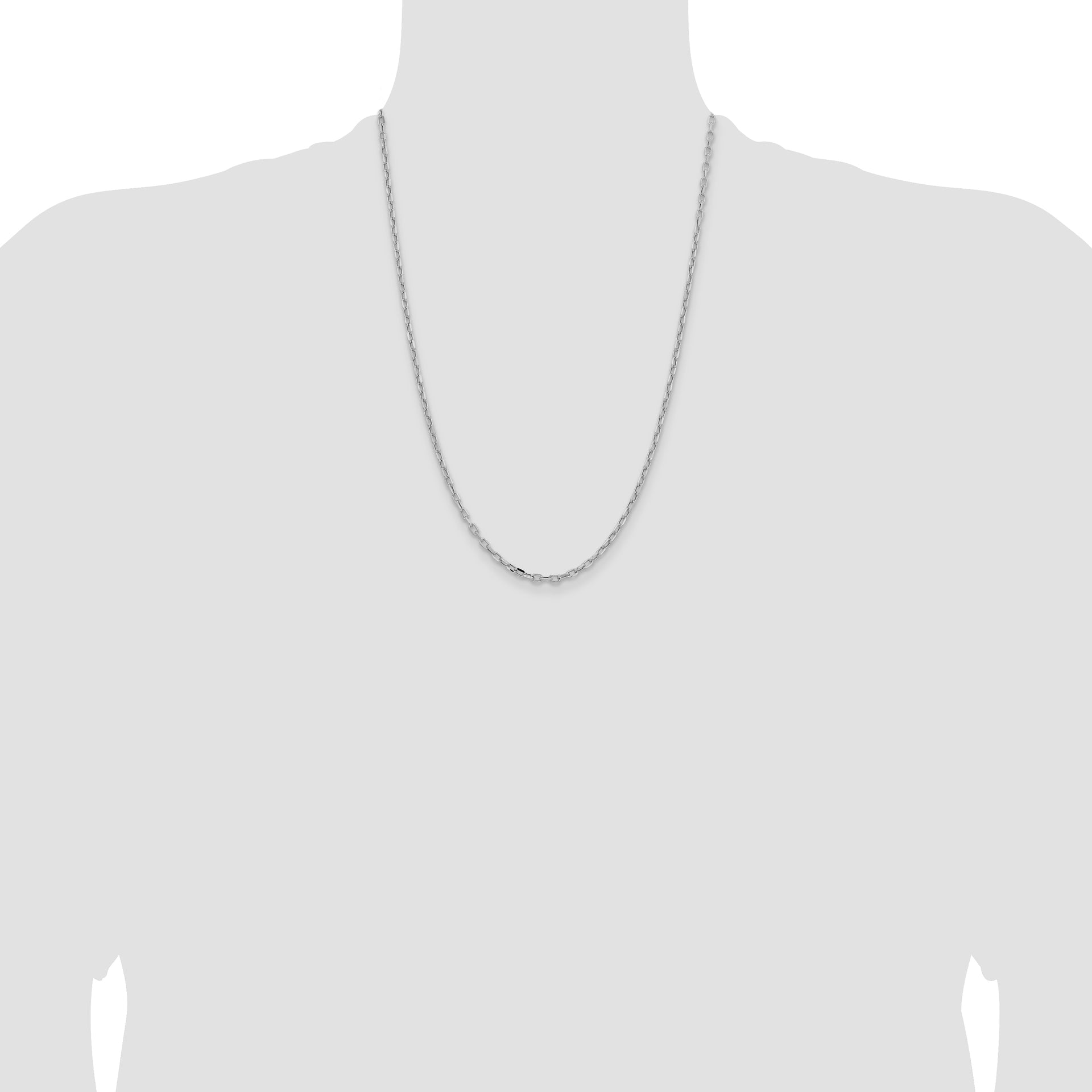 14k White Gold 3mm Semi-solid D/C Open Link Cable Chain