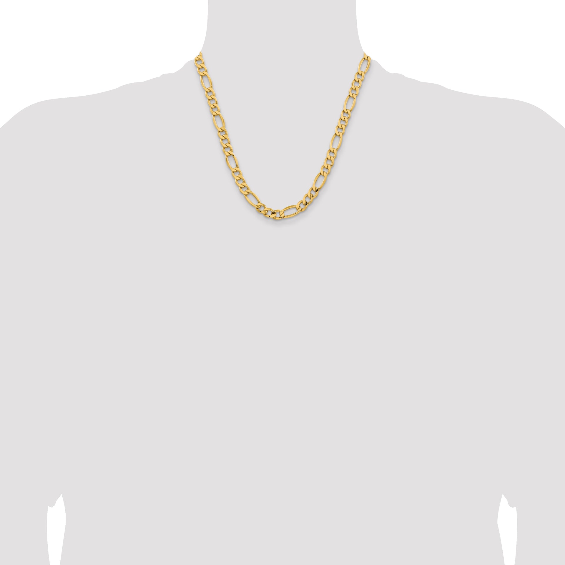 14k 8.5mm Semi-Solid Figaro Chain