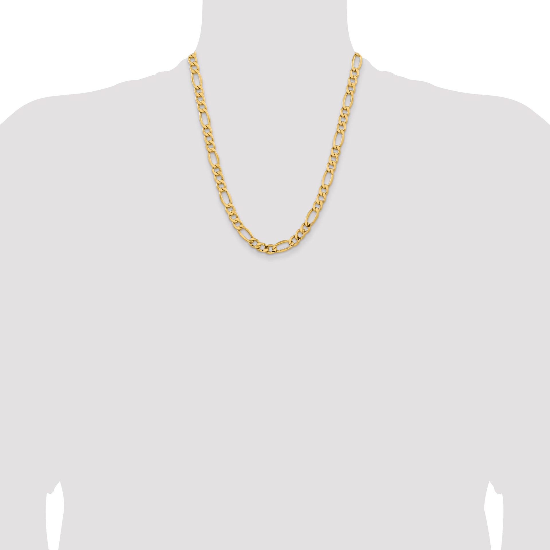 14k 8.5mm Semi-Solid Figaro Chain