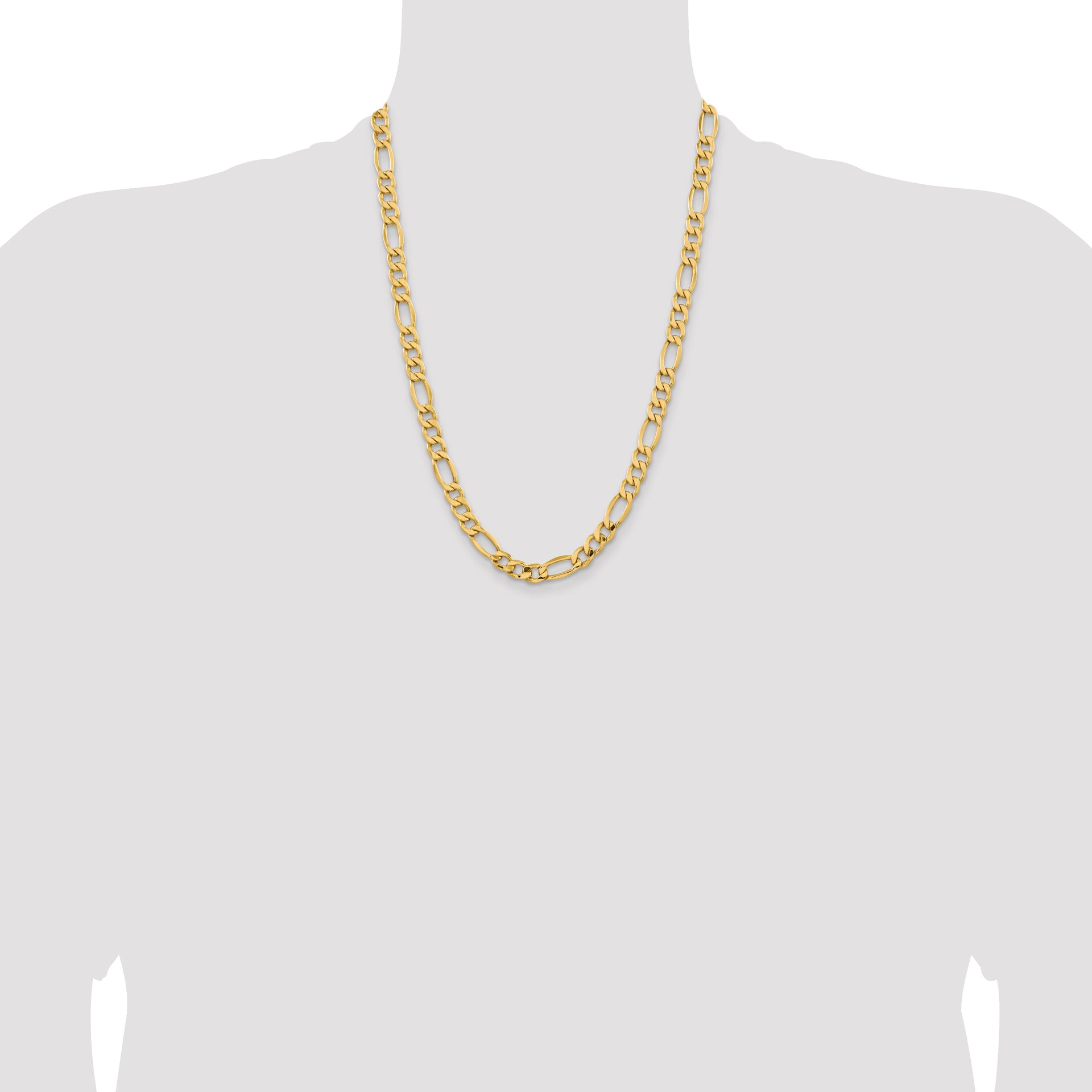 14k 8.5mm Semi-Solid Figaro Chain