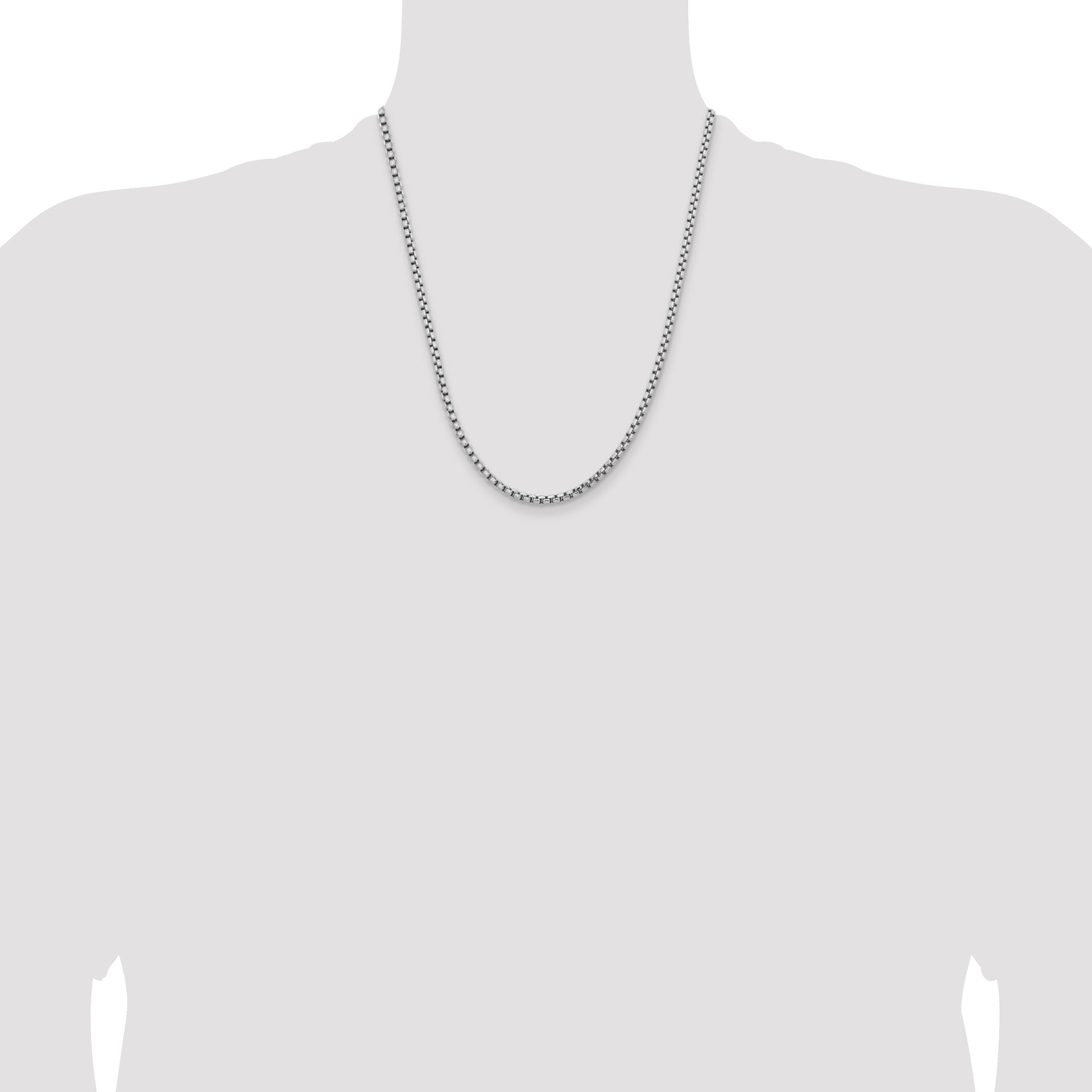 14k White Gold 3.6mm Semi-Solid Round Box Chain