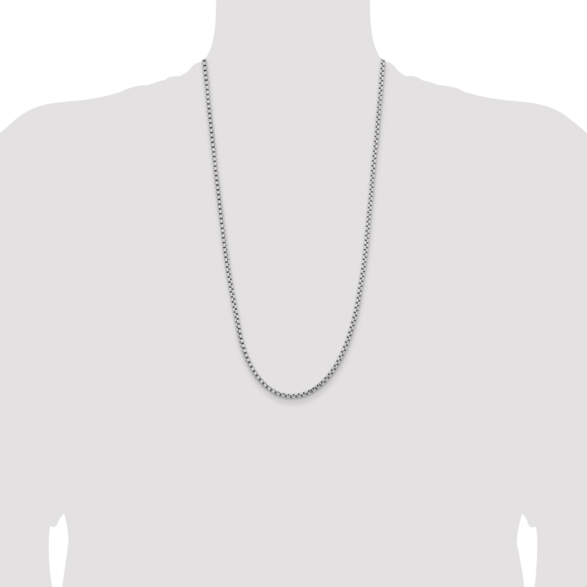 14k White Gold 3.6mm Semi-Solid Round Box Chain